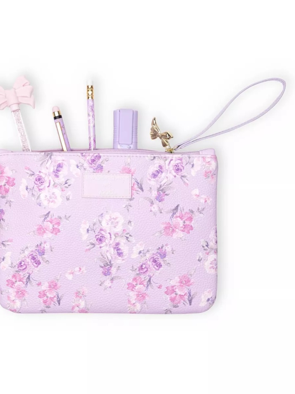 💜🎯 LoveShackFancy x Target Yoobi Happy Thoughts Pencil Case with Strap Hibiscus